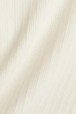 T-shirt en maille côtelée - Crème — photo 3