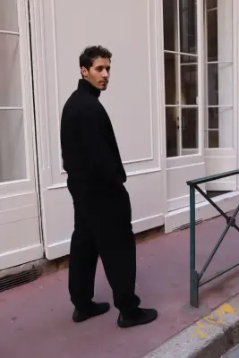Still By Hand – Cashmere mixed easy pants PT04263OS – BLACK