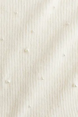 Top péplum avec perles fantaisie - Crème — photo 3