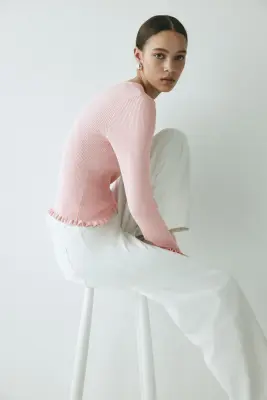 Top en maille côtelée - Rose — photo 2