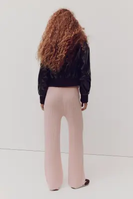 Pantalon en maille torsadée - Rose — photo 3