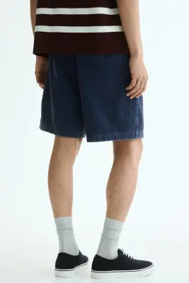 Short Loose Fit en velours côtelé - Bleu foncé — photo 2