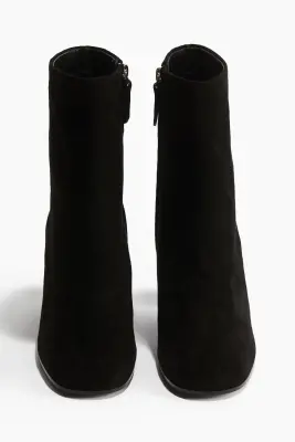 Bottines en cuir velours - Noir — photo 2