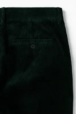 Pantalon Regular Fit en velours côtelé - Vert foncé — photo 5