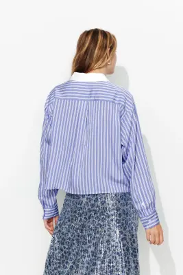 Chemise cropped rayée Femme — photo 4
