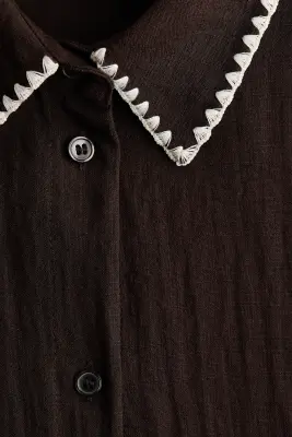 Chemise de plage oversize - Marron foncé — photo 5