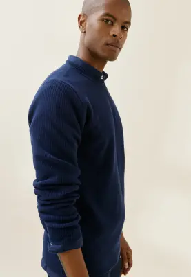 Le pull texturé - Bleu Marine — photo 4