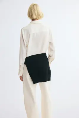 Chemise à manches longues en satin - Crème — photo 2