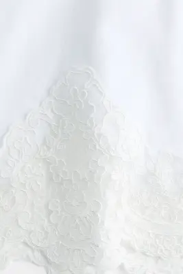 T-shirt en coton avec dentelle - Blanc/crème — photo 4