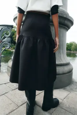 Jupe midi évasée - Noir — photo 2