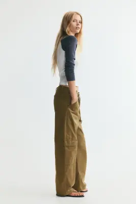 Pantalon cargo - Vert kaki — photo 2