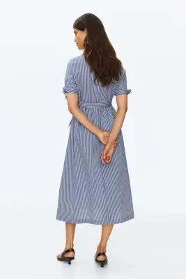 MAMA Robe chemise à manches courtes - Bleu foncé/rayé — photo 2