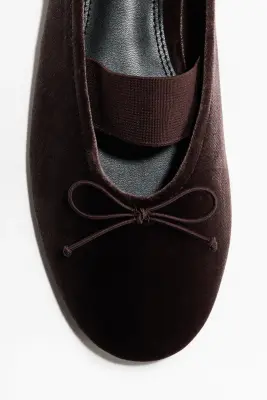 Ballerines en velours - Marron foncé — photo 2