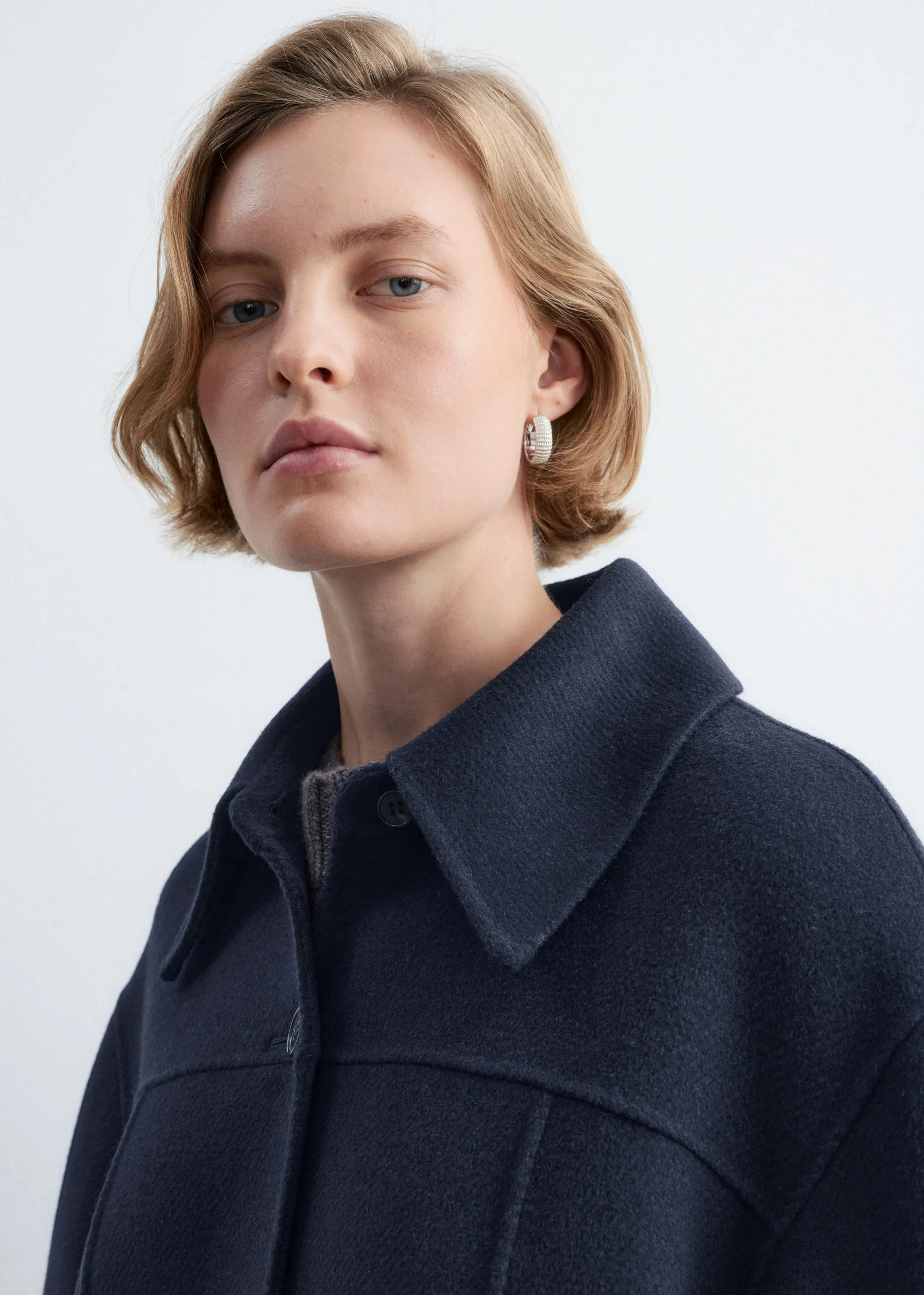 Veste cintrée en laine - Bleu marine