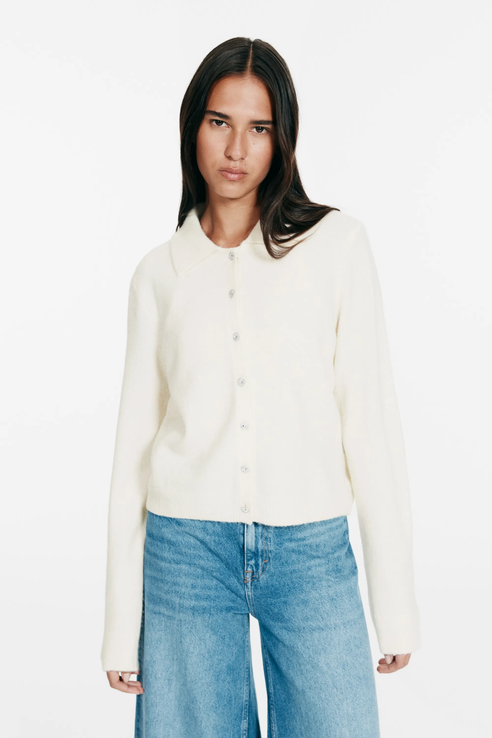 Gilet avec col - Crème