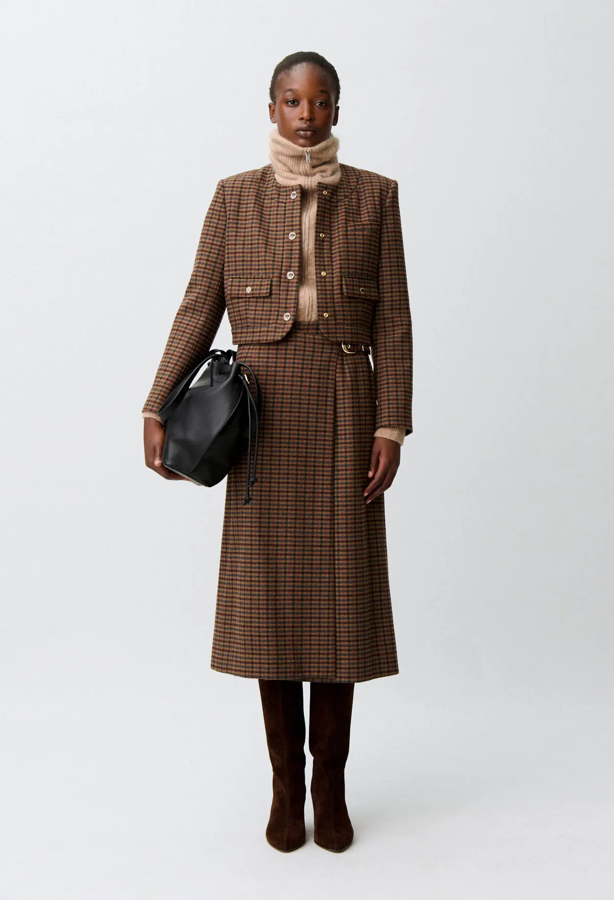 Veste droite à carreaux