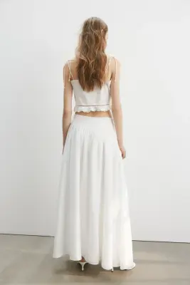 Jupe maxi avec détail à nouer - Blanc — photo 2