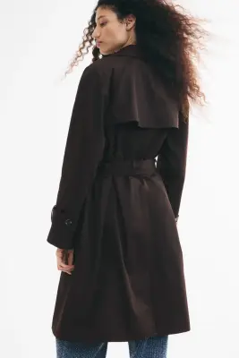 Trench-coat avec ceinture à nouer - Marron foncé — photo 3