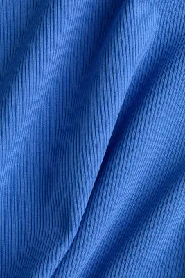 Top à bretelles fines en coton côtelé - Bleu — photo 4