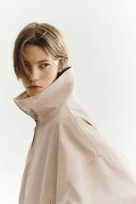 Veste oversize avec base à effet boule - Beige clair — photo 2
