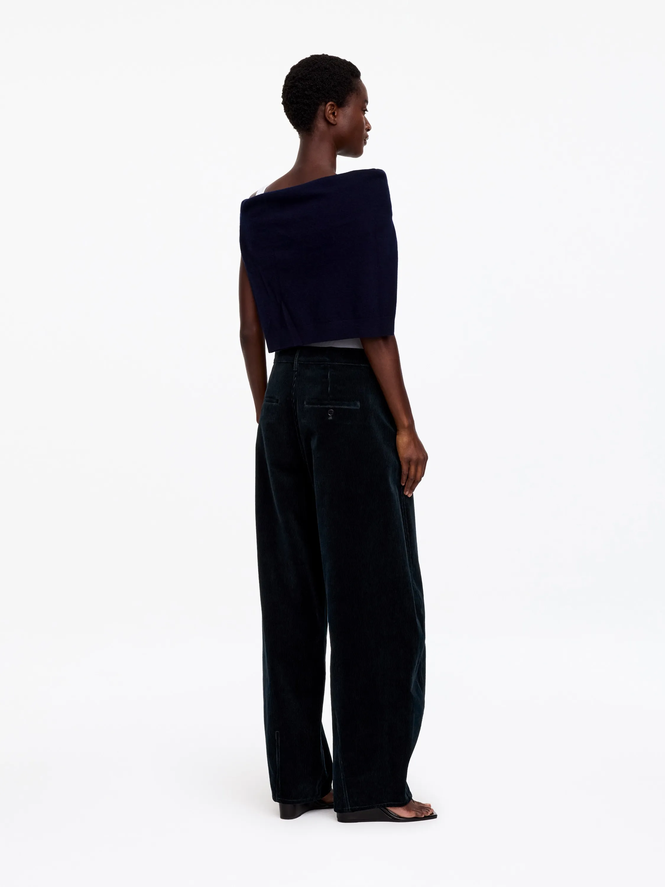 Pantalon barrel en velours côtelé - Bleu