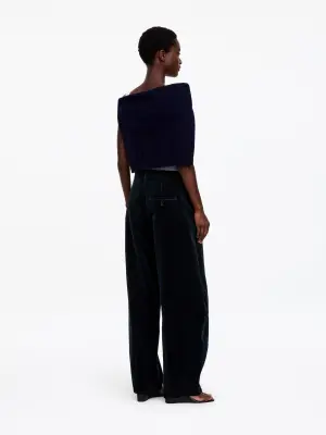 Pantalon barrel en velours côtelé - Bleu — photo 1