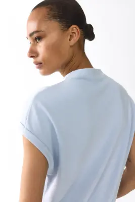 Top à effet drapé en maille fine - Bleu clair — photo 2