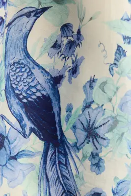 Jupe maxi en lin mélangé - Crème/bleu/fleuri — photo 3