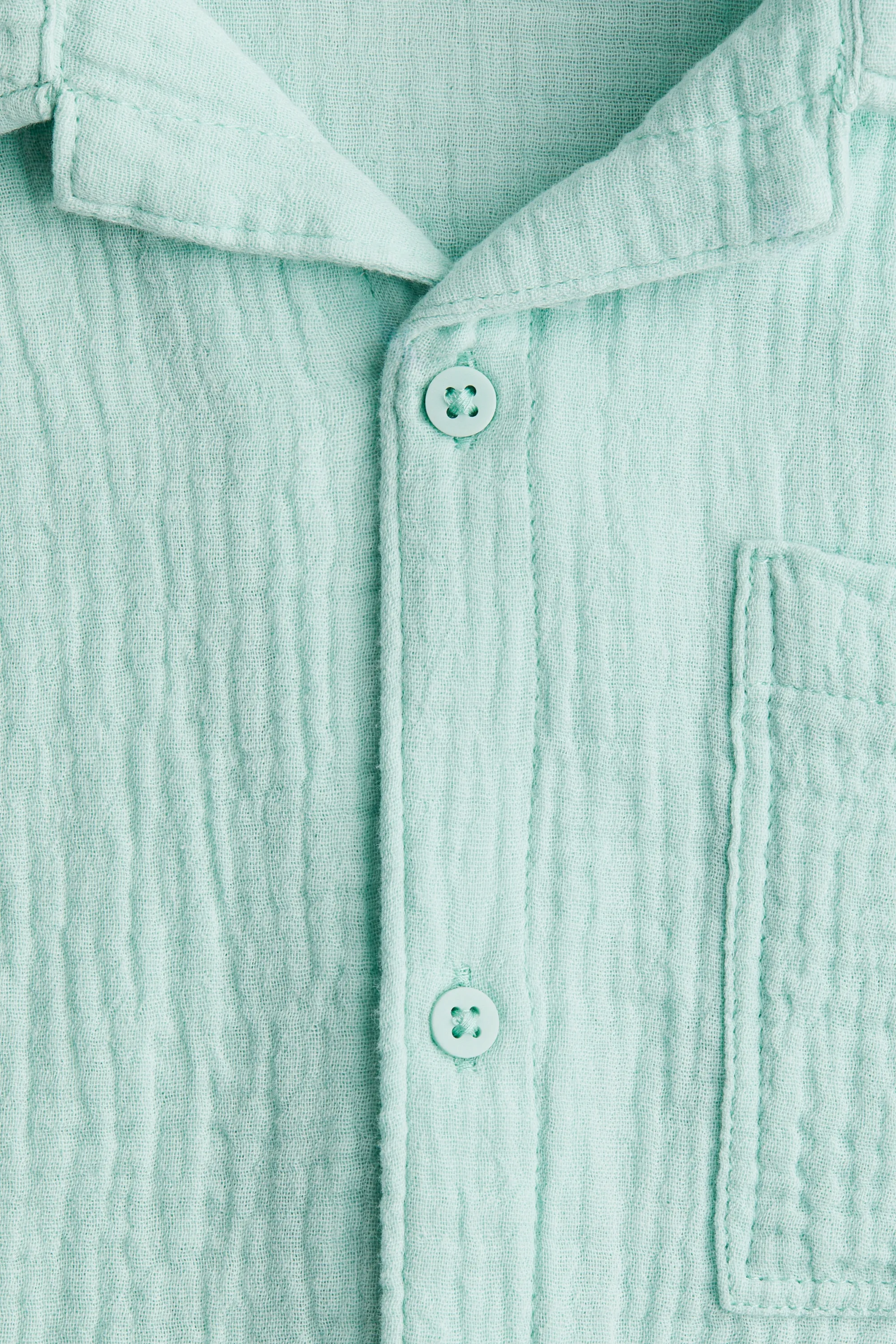 Chemise en mousseline de coton avec col cubain - Turquoise clair