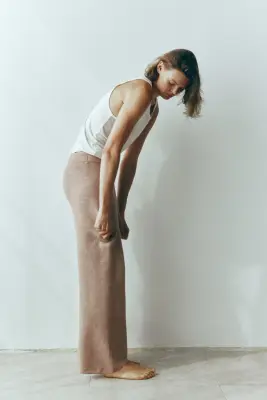 Pantalon à taille élastique - Beige foncé chiné — photo 2