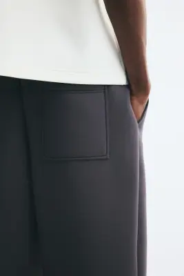 Pantalon jogger barrel Relaxed Fit en scuba - Gris foncé — photo 3