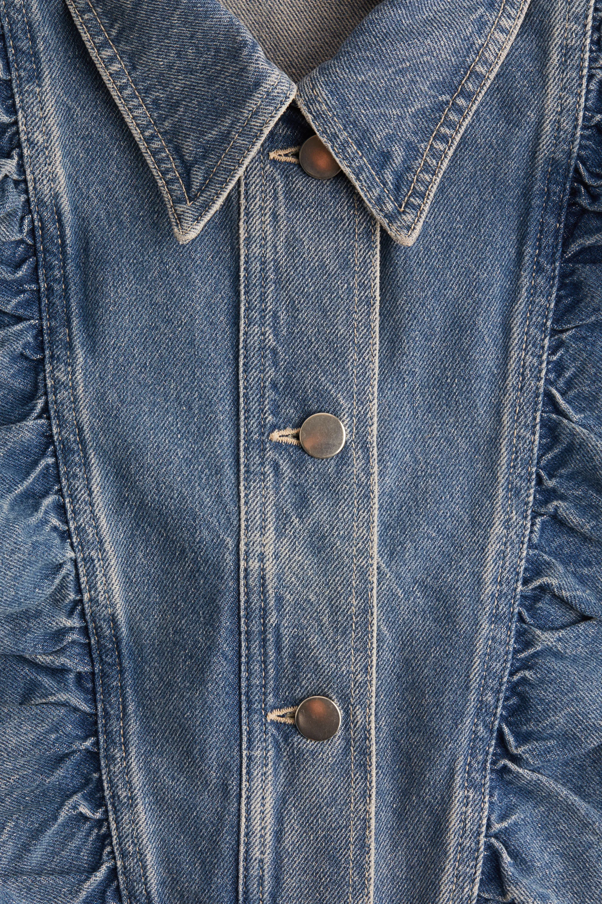 Veste volantée en denim - Bleu denim clair