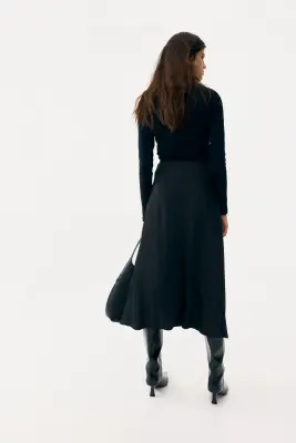 MAMA Slip skirt en satin - Noir — photo 2