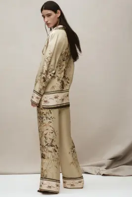 Pantalon à motif avec cordon de serrage - Vert ancien clair/motif — photo 3