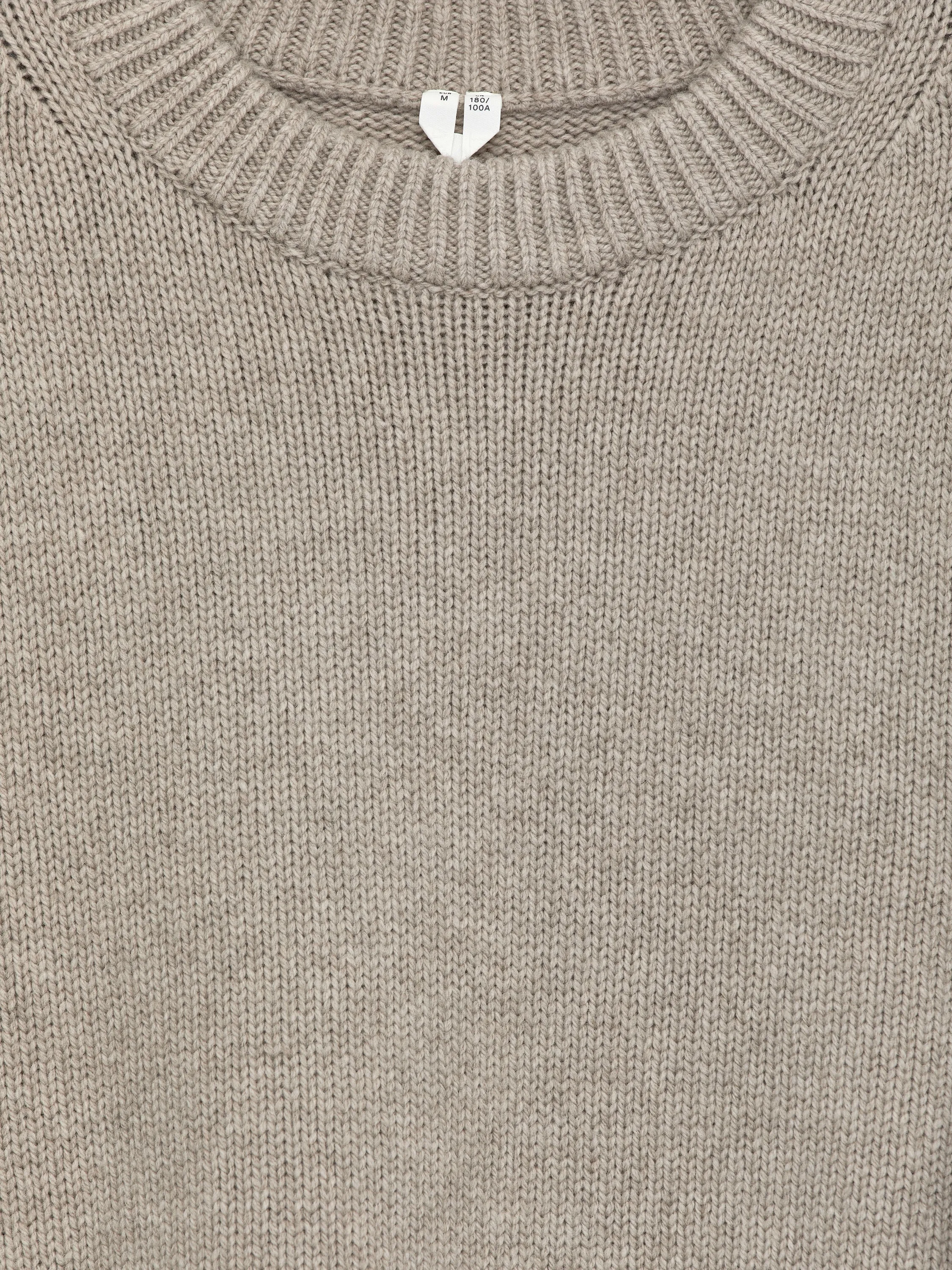 Pull en maille de laine épaisse - Beige chiné