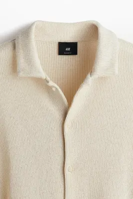Chemise Regular Fit en maille texturée - Beige clair — photo 2