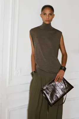 PANTALON BALLON À PLIS EN CRÊPE - BEIGE FONCÉ — photo 5