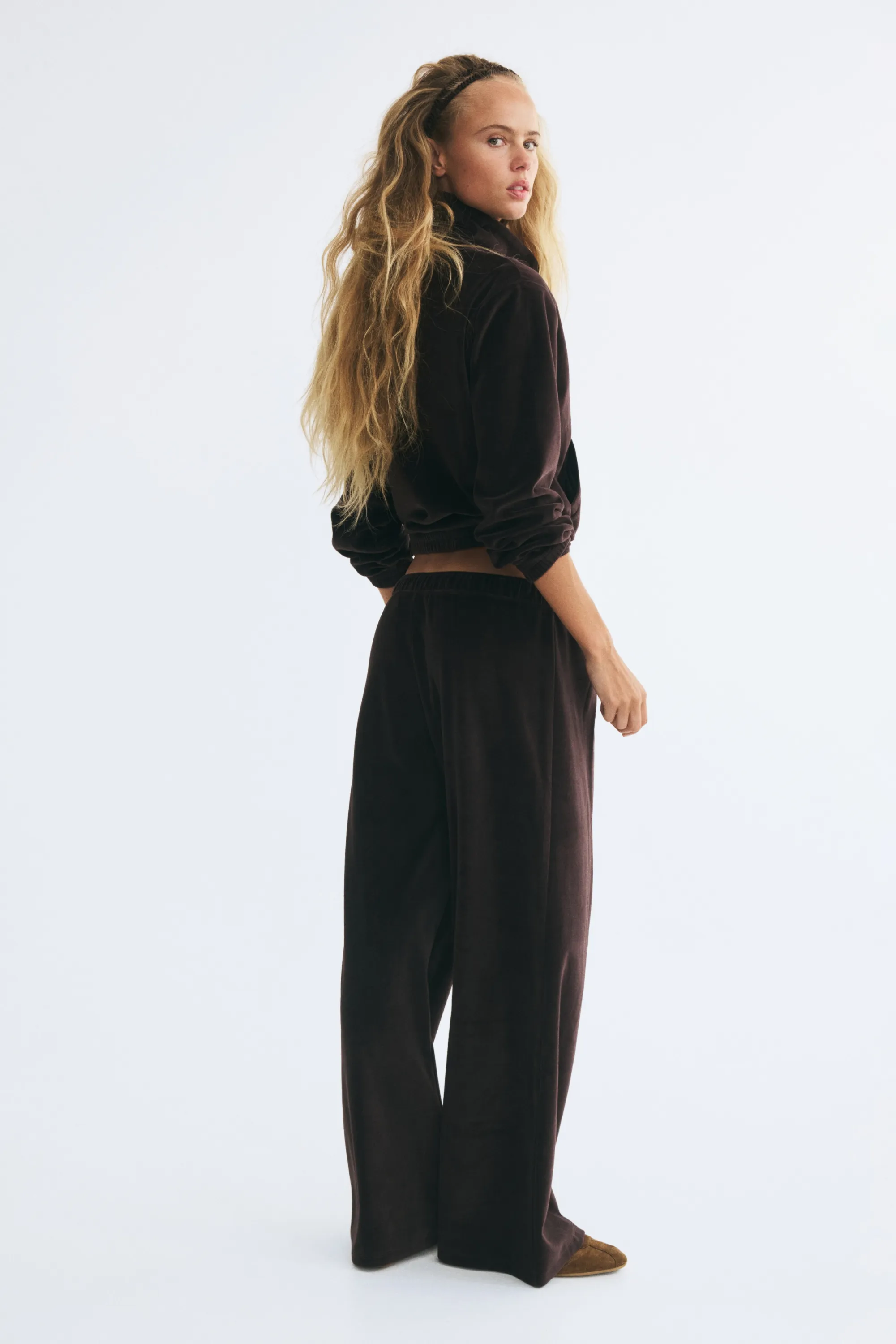 Pantalon jogger en velours - Marron foncé