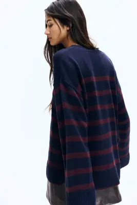 Pull - Bleu marine/rayé — photo 3