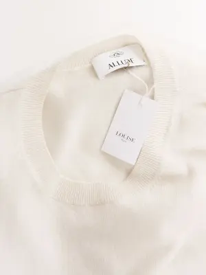 Pull col rond en cachemire et laine blanc Prix boutique 250€ Taille L — photo 4