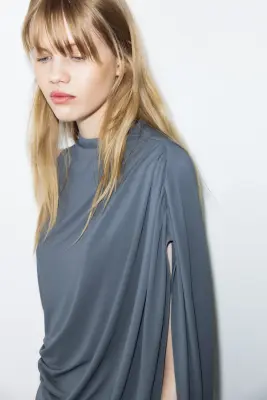 Robe maxi à effet drapé - Gris foncé — photo 4