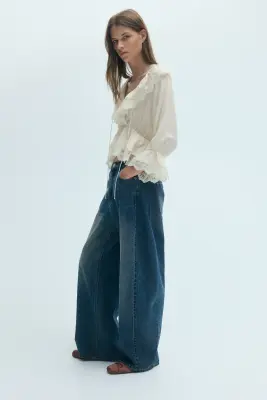 Blouse péplum volantée - Crème — photo 2