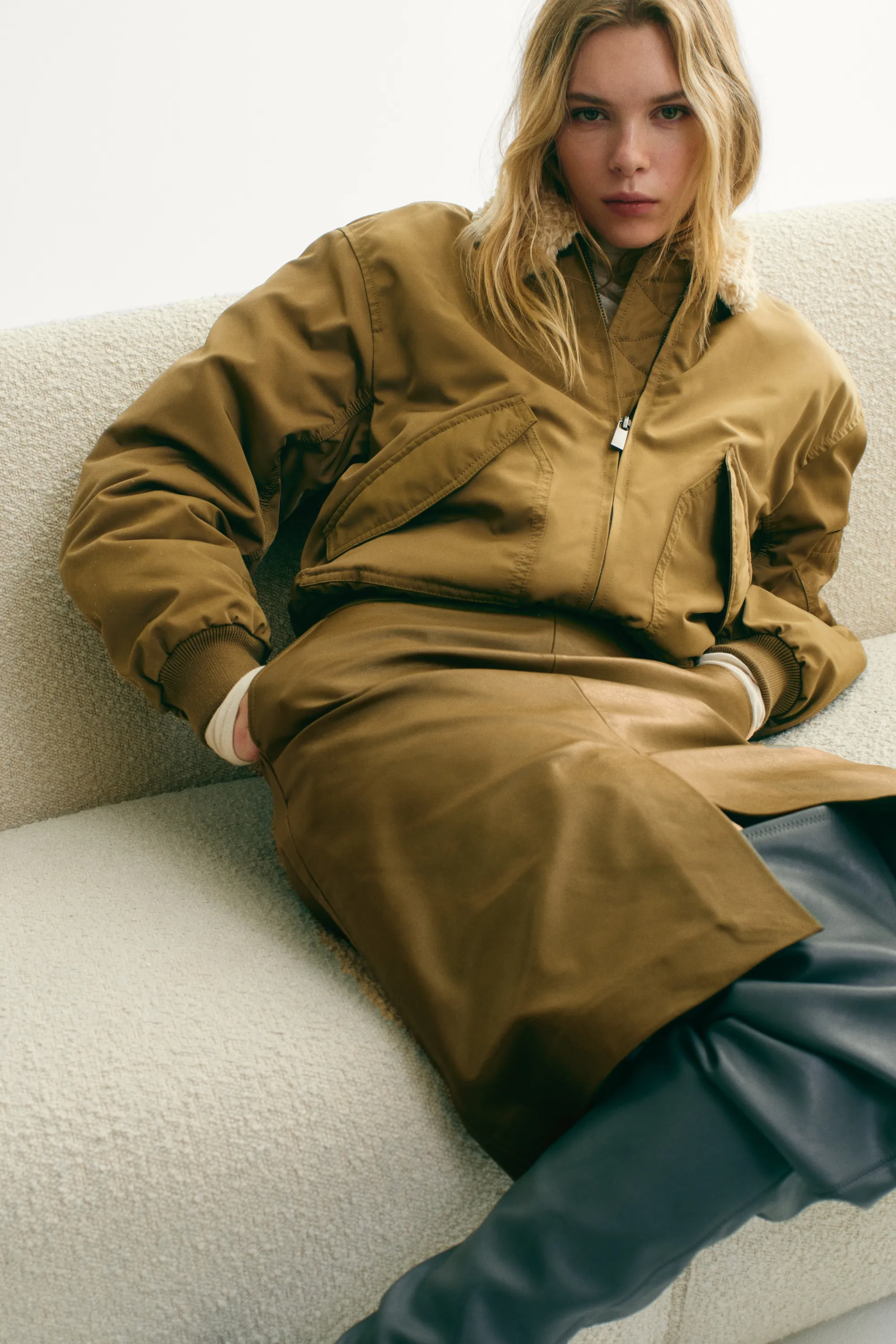 Collared bomber jacket - Vert kaki
