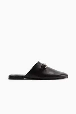 Mules mocassins en cuir - Marron foncé — photo 1