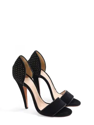 Sandales bout ouvert à talon fin en velours noir et studs NEUVES Px boutique 450€ Taille 40 — photo 2