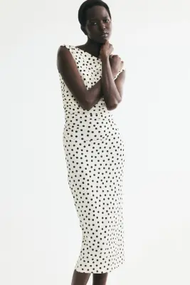 Robe à mancherons - Crème/pois — photo 1