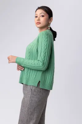 Pull en laine - vert amande — photo 2