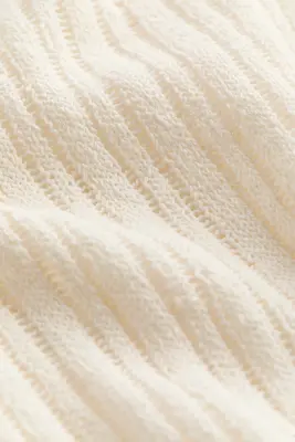 Pantalon en maille côtelée - Crème — photo 3