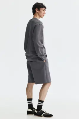 Short Relaxed Fit en interlock - Gris foncé — photo 2
