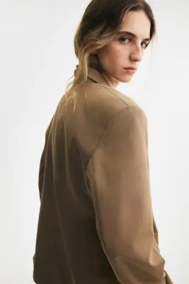 Blazer cintré à fermeture croisée - Beige foncé — photo 4
